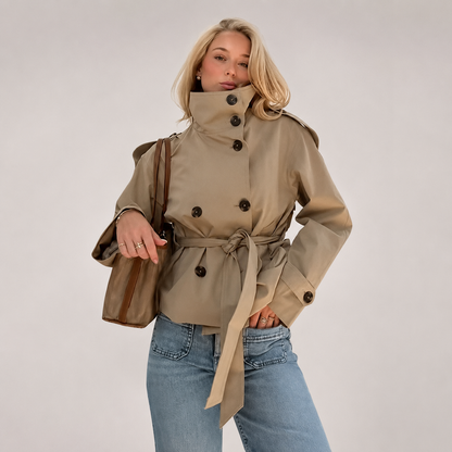 Women's Belted Cropped Trench Jacket – Clara
