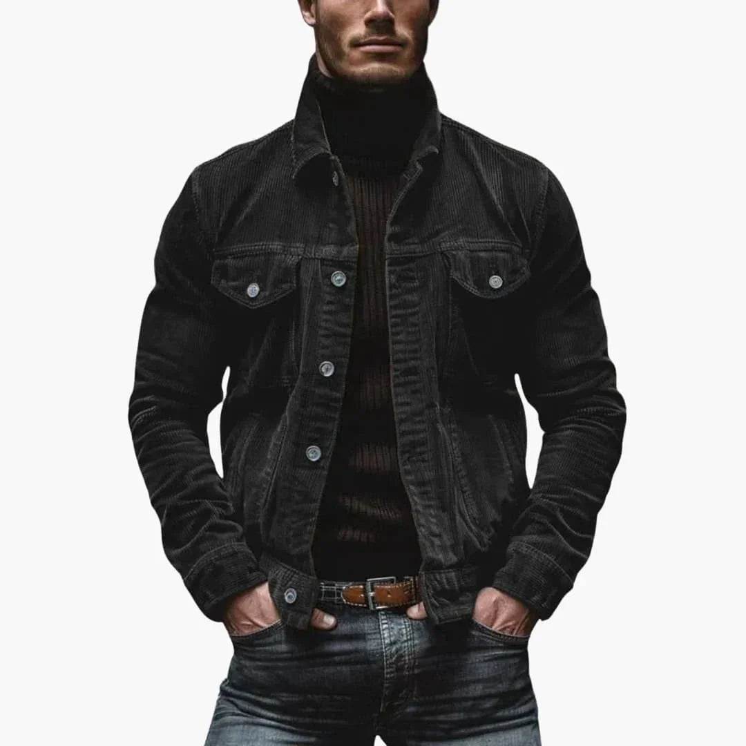 NorthVale London Men's Corduroy Jacket classic loose fit cord coat with pockets