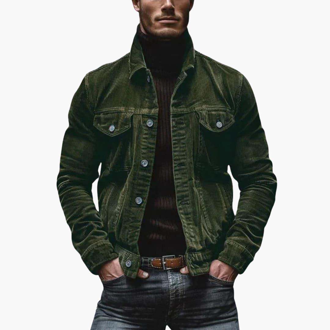 Men's Corduroy Jacket – Classic Loose-Fit Cord Coat with Pockets
