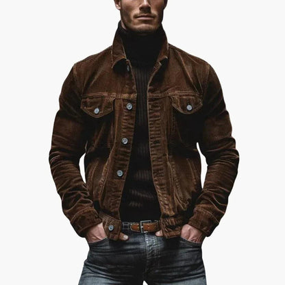 Men's Corduroy Jacket – Classic Loose-Fit Cord Coat with Pockets