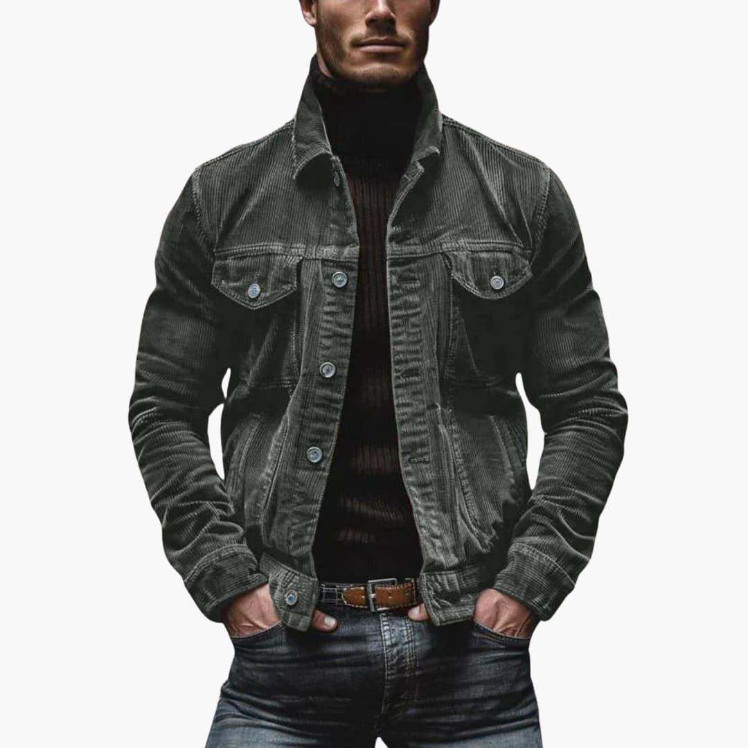 Men's Corduroy Jacket – Classic Loose-Fit Cord Coat with Pockets