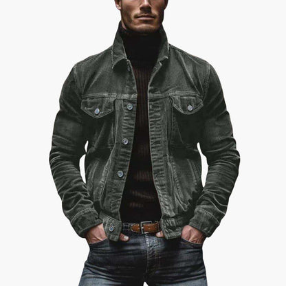 Men's Corduroy Jacket – Classic Loose-Fit Cord Coat with Pockets