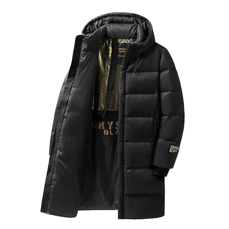 NorthVale London Men's Long Down Jacket warm quilted winter puffer coat