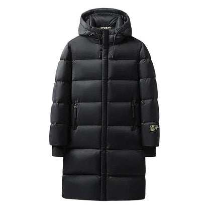 Men's Long Down Jacket – Warm Winter Puffer Coat with Quilted Padding