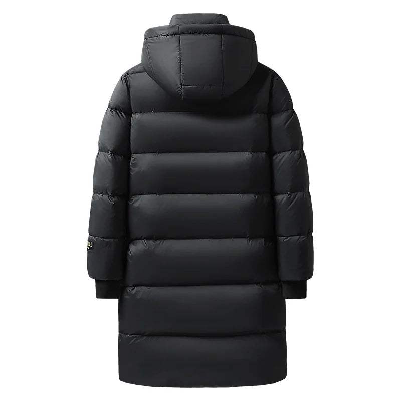 Men's Long Down Jacket – Warm Winter Puffer Coat with Quilted Padding