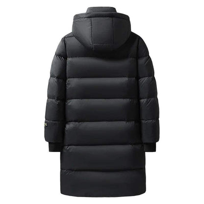 Men's Long Down Jacket – Warm Winter Puffer Coat with Quilted Padding
