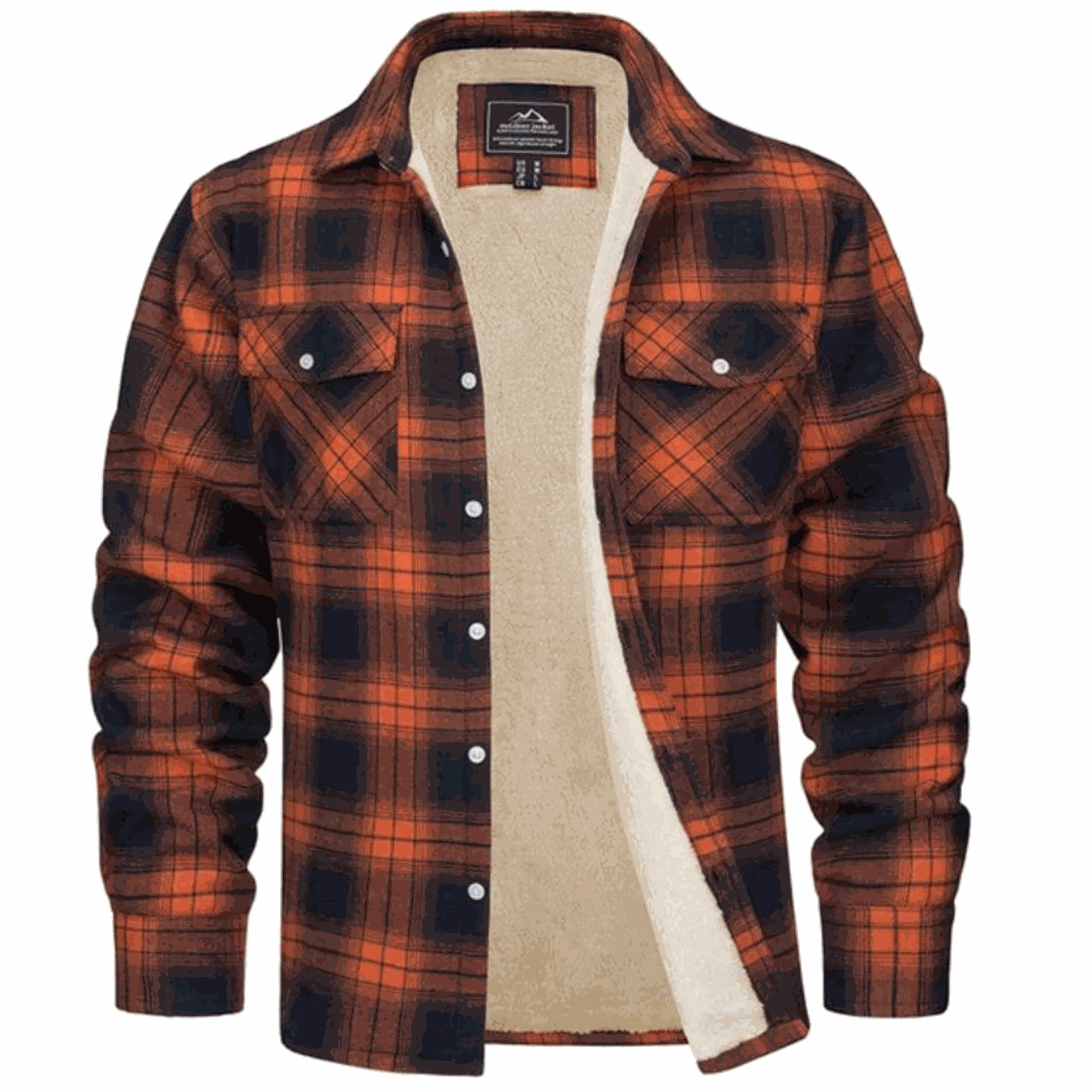 NorthVale London men's fleece-lined check jacket warm plaid winter overshirt