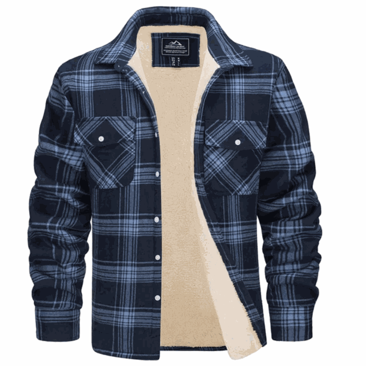 Men's Fleece-Lined Check Jacket – Warm Plaid Winter Overshirt