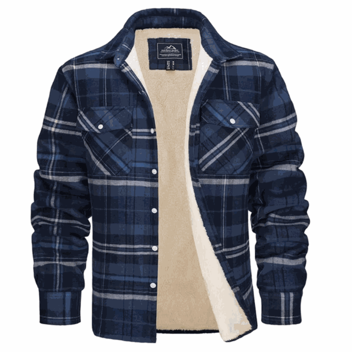 Men's Fleece-Lined Check Jacket – Warm Plaid Winter Overshirt