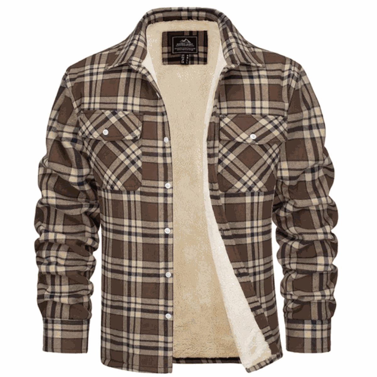 Men's Fleece-Lined Check Jacket – Warm Plaid Winter Overshirt