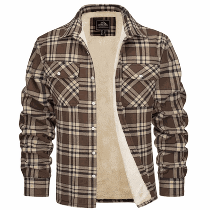 Men's Fleece-Lined Check Jacket – Warm Plaid Winter Overshirt