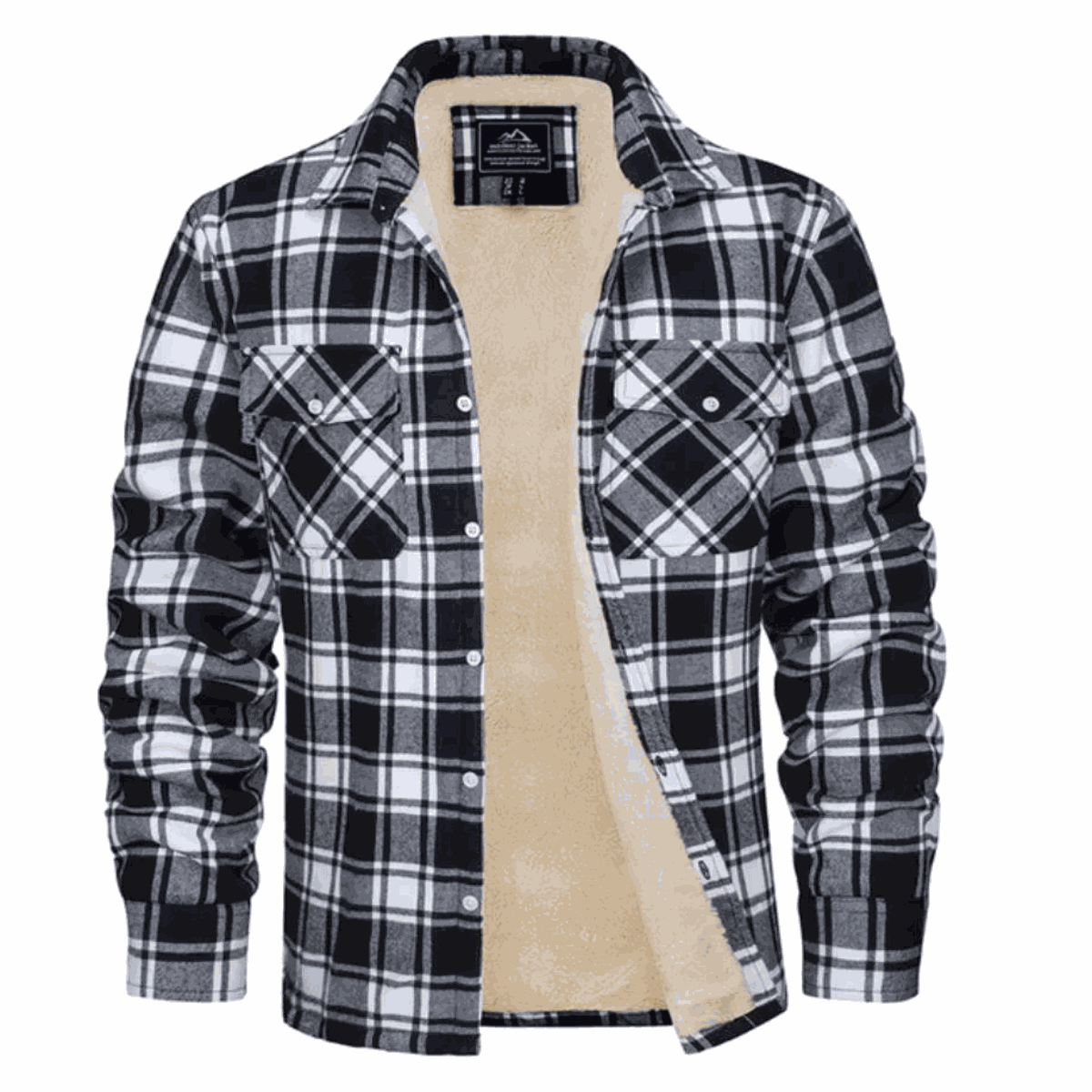 Men's Fleece-Lined Check Jacket – Warm Plaid Winter Overshirt