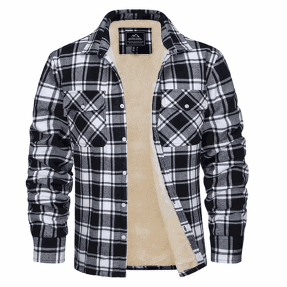 Men's Fleece-Lined Check Jacket – Warm Plaid Winter Overshirt