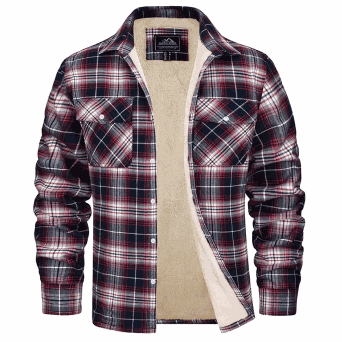 Men's Fleece-Lined Check Jacket – Warm Plaid Winter Overshirt