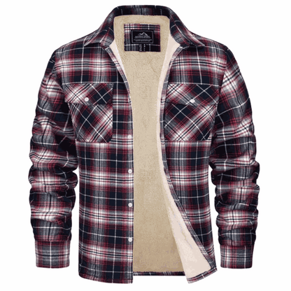 Men's Fleece-Lined Check Jacket – Warm Plaid Winter Overshirt