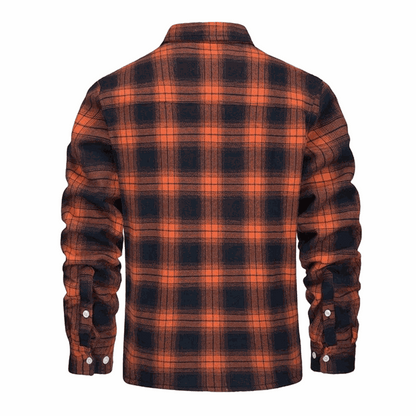 Men's Fleece-Lined Check Jacket – Warm Plaid Winter Overshirt