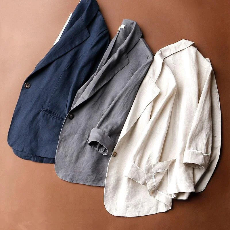 Women's Soft Linen Blazer detail