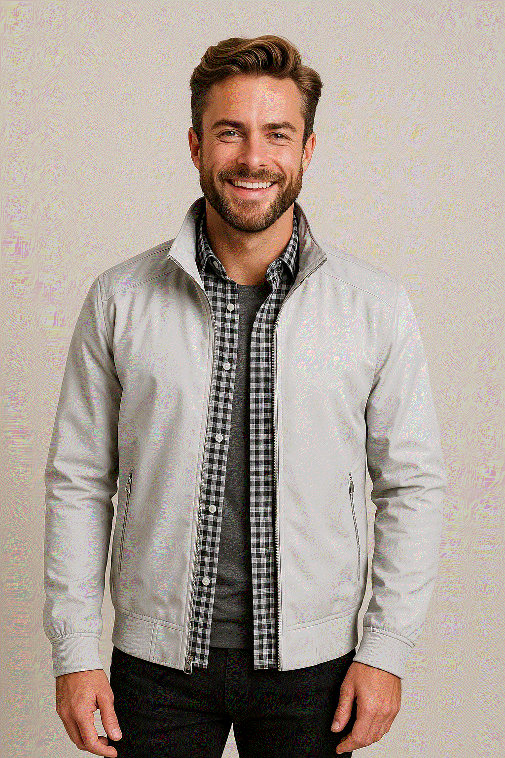 Men's Windbreaker Jacket – High Collar Zip Lightweight Casual Coat
