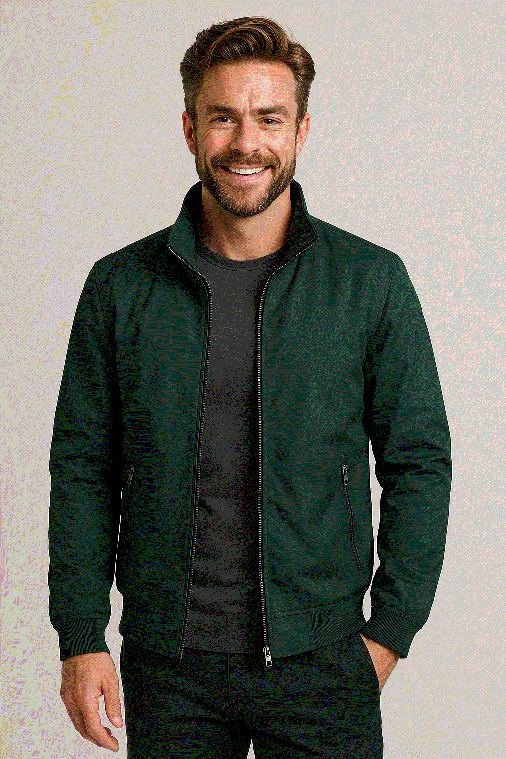 Men's Windbreaker Jacket – High Collar Zip Lightweight Casual Coat