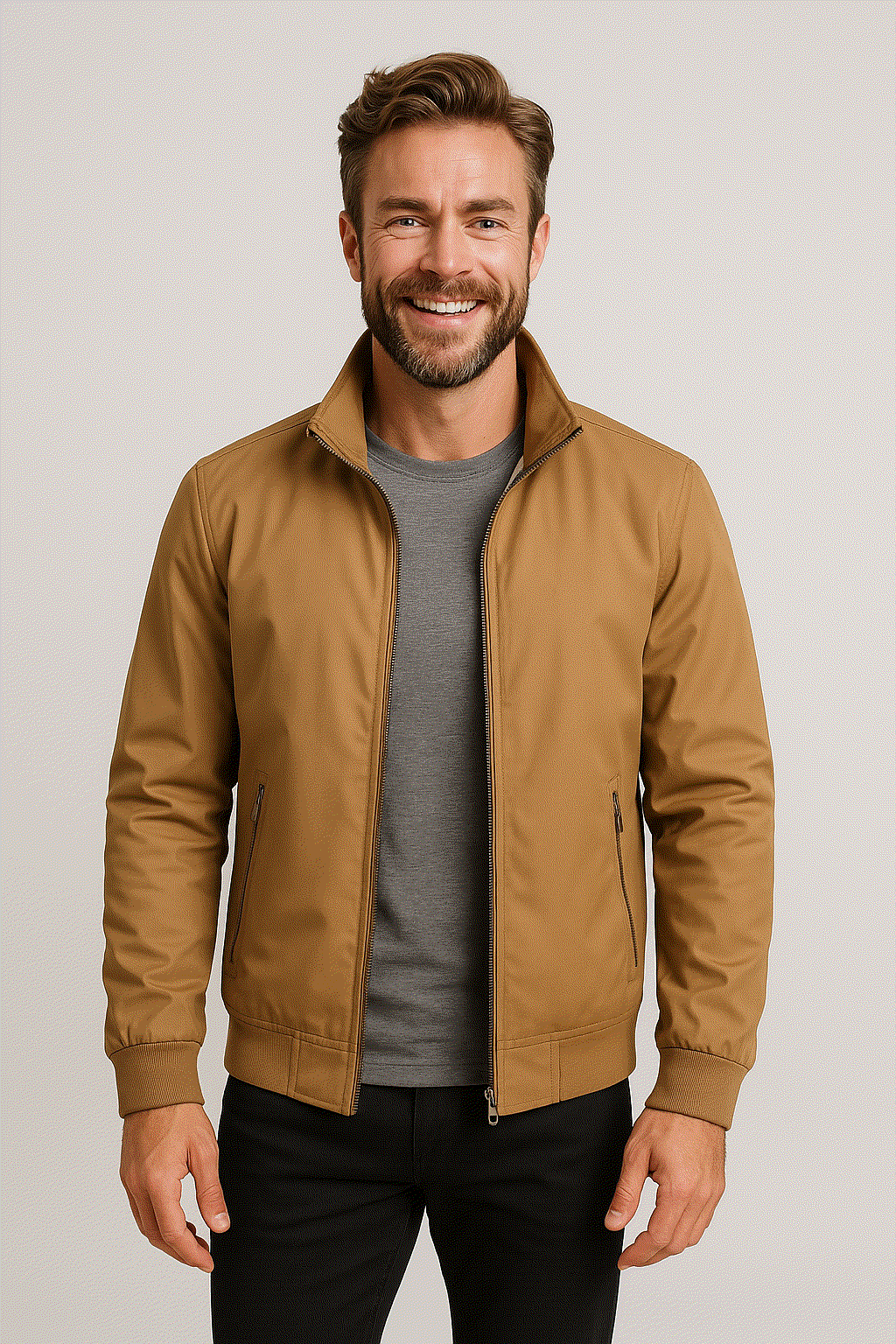 Men's Windbreaker Jacket – High Collar Zip Lightweight Casual Coat
