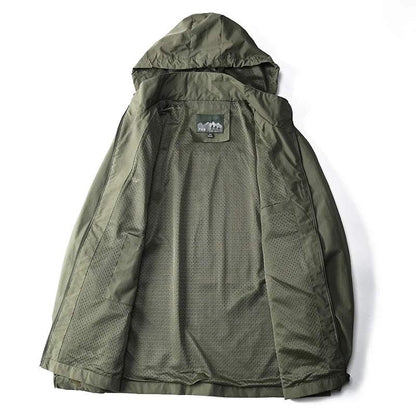 Men's Tactical Windbreaker Jacket – Waterproof Hooded Outdoor Coat M-5XL