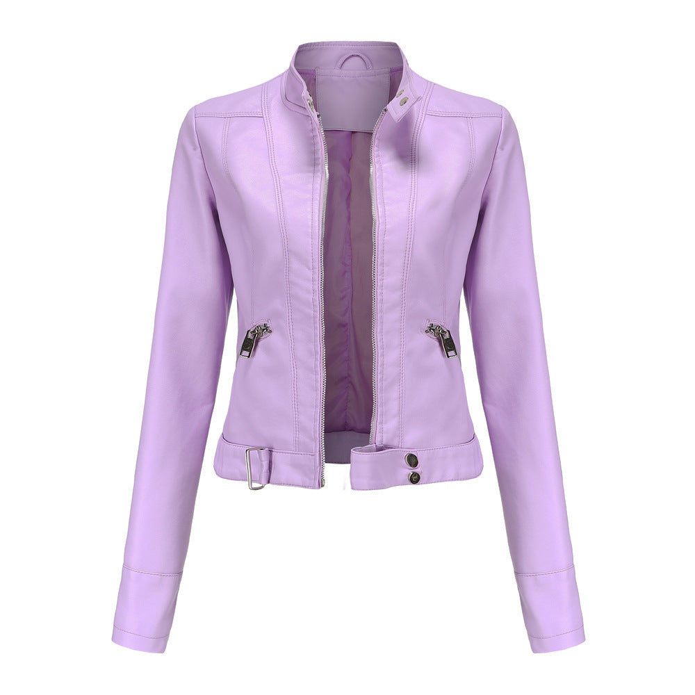 Women's Faux Leather Jacket back view