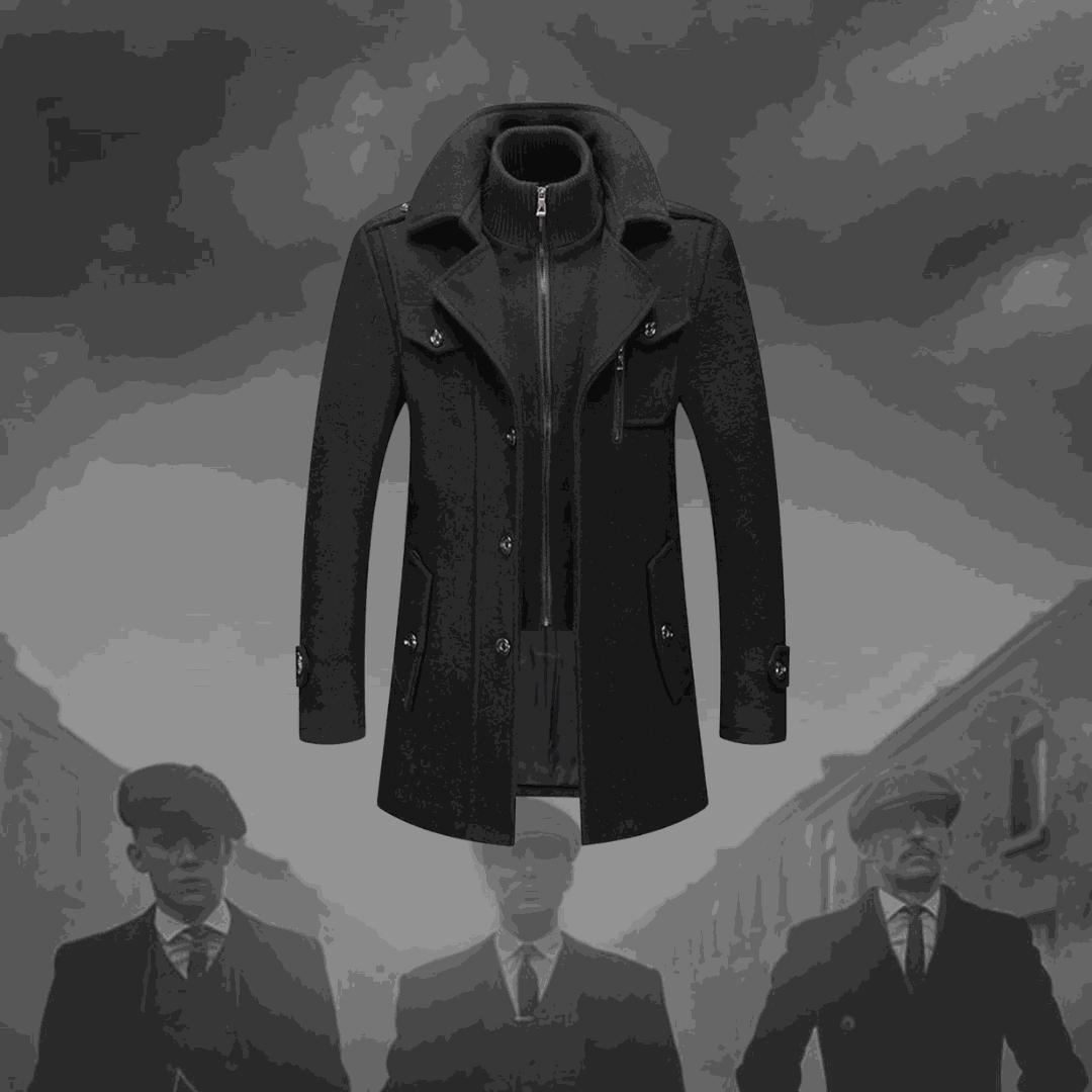 Men's Two-Piece Wool-Blend Overcoat – Peaky Blinders Style Tweed Suit Set