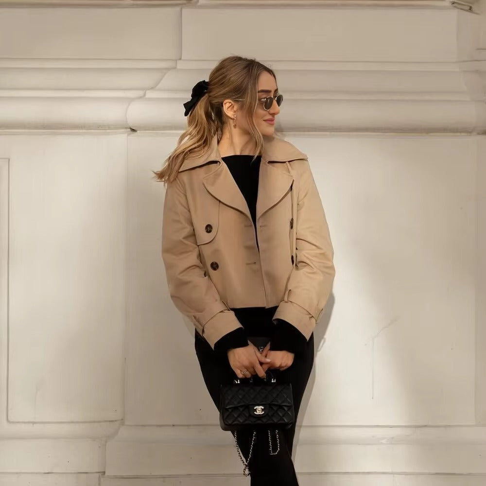 Women's Cropped Double-Breasted Trench Jacket – Maeve
