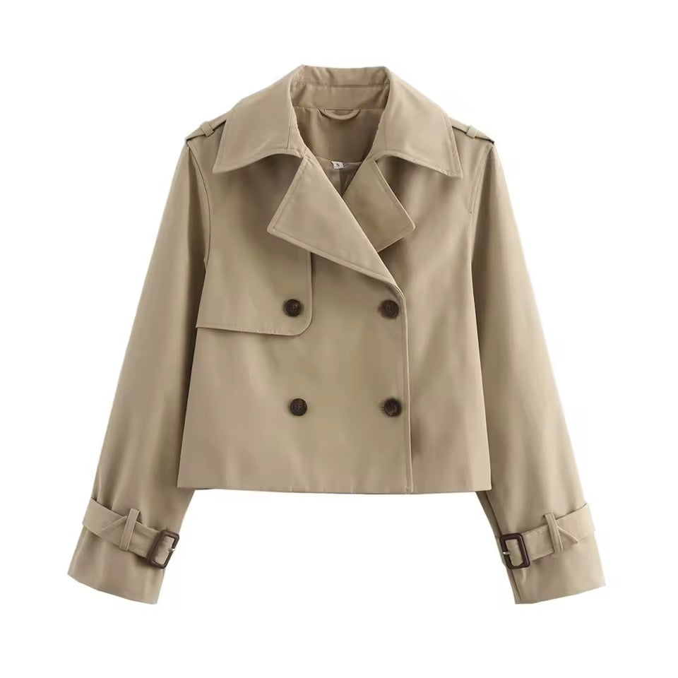 Women's Cropped Double-Breasted Trench Jacket – Maeve