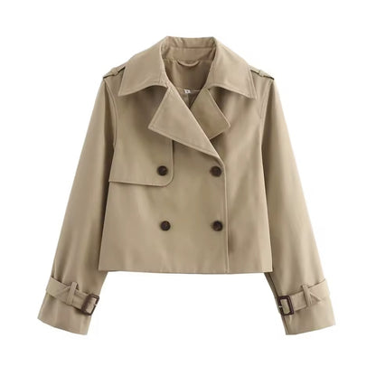 Women's Cropped Double-Breasted Trench Jacket – Maeve