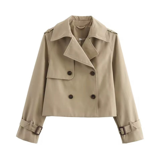 Women's Cropped Double-Breasted Trench Jacket – Maeve